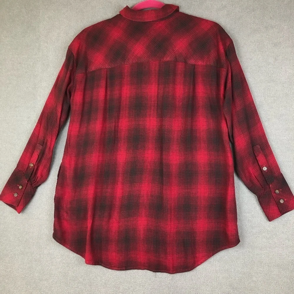 J. Jill Plaid long sleeve oversized button down shirt size XS - Picture 2 of 8